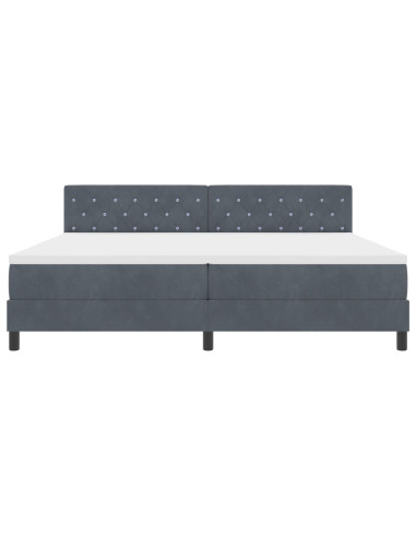 Letto a molle con materasso Grigio scuro 200 x 200 cm Velluto