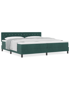 Letto a molle con materasso Verde Scuro 200 x 200 cm Velluto