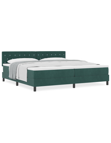 Letto a molle con materasso Verde Scuro 200 x 200 cm Velluto