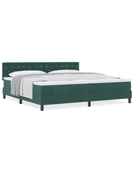 Letto a molle con materasso Verde Scuro 200 x 200 cm Velluto