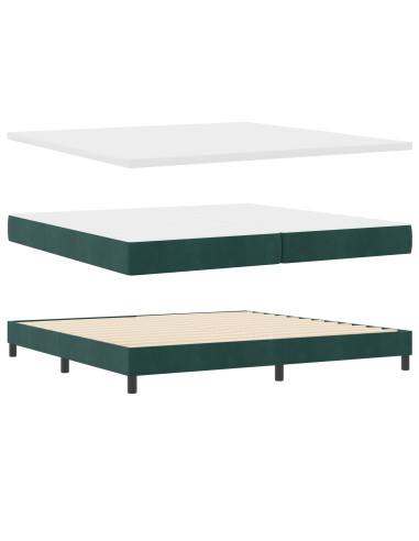 Letto a molle con materasso Verde Scuro 200 x 200 cm Velluto