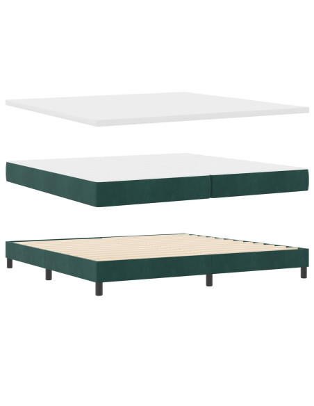 Letto a molle con materasso Verde Scuro 200 x 200 cm Velluto