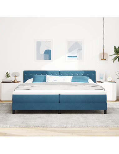 Letto a molle con materasso Blu Scuro 200 x 200 cm Velluto