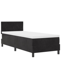 Letto a molle con materasso Nero 80 x 200 cm Velluto