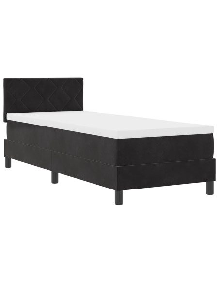 Letto a molle con materasso Nero 80 x 200 cm Velluto