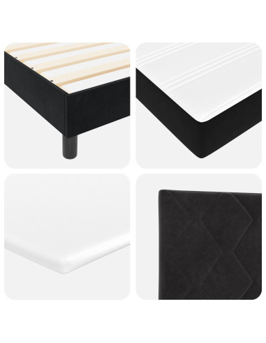 Letto a molle con materasso Nero 80 x 200 cm Velluto
