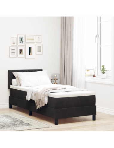 Letto a molle con materasso Nero 80 x 200 cm Velluto