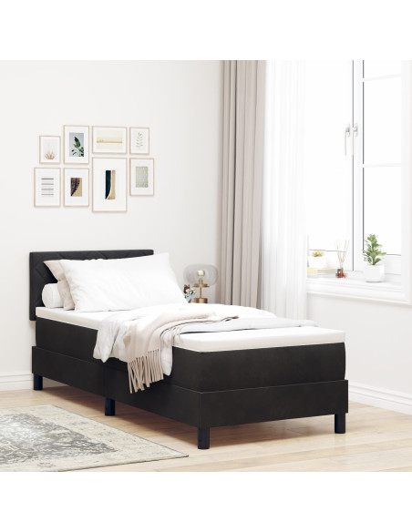 Letto a molle con materasso Nero 80 x 200 cm Velluto