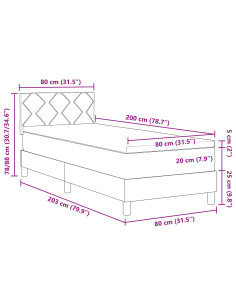 Letto a molle con materasso Verde Scuro 80 x 200 cm Velluto