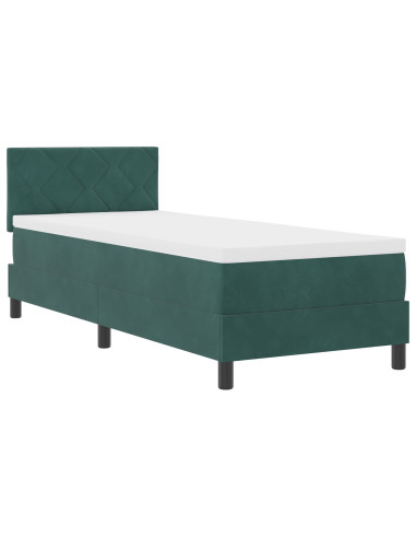 Letto a molle con materasso Verde Scuro 80 x 200 cm Velluto