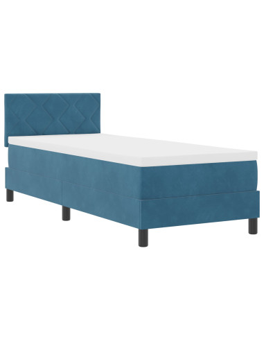 Letto a molle con materasso Blu Scuro 80 x 200 cm Velluto