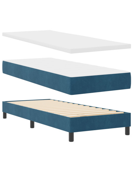 Letto a molle con materasso Blu Scuro 80 x 200 cm Velluto