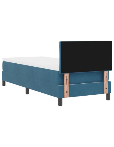 Letto a molle con materasso Blu Scuro 80 x 200 cm Velluto