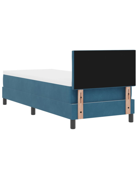 Letto a molle con materasso Blu Scuro 80 x 200 cm Velluto