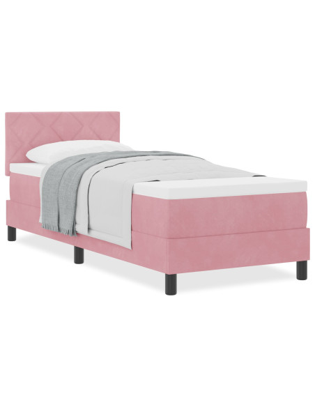 Letto a Box con Materasso Rosa 80x200 cm in Velluto