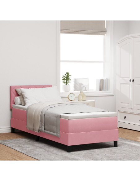 Letto a Box con Materasso Rosa 80x200 cm in Velluto