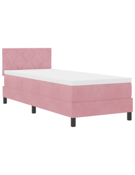 Letto a Box con Materasso Rosa 80x200 cm in Velluto