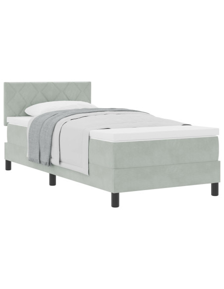 Letto a molle con materasso Grigio chiaro 90 x 190 cm Velluto