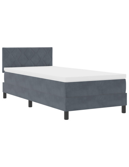 Letto a molle con materasso Grigio scuro 90 x 190 cm Velluto
