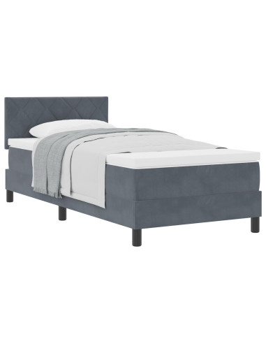 Letto a molle con materasso Grigio scuro 90 x 190 cm Velluto