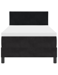 Letto a molle con materasso Nero 90 x 190 cm Velluto 2