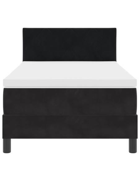 Letto a molle con materasso Nero 90 x 190 cm Velluto
