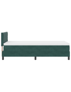 Letto a molle con materasso Verde Scuro 90 x 190 cm Velluto