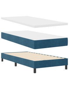Letto a molle con materasso Blu Scuro 90 x 190 cm Velluto 2