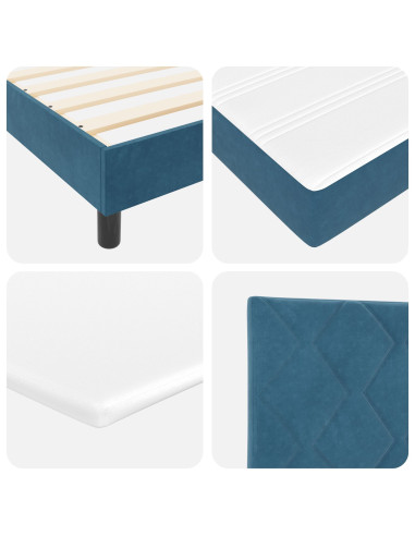 Letto a molle con materasso Blu Scuro 90 x 200 cm Velluto