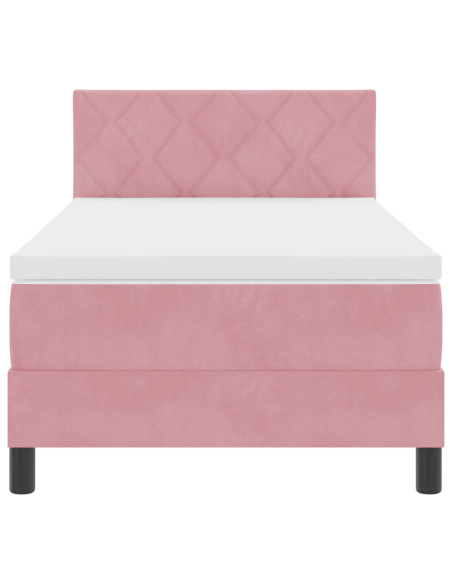 letto box spring  con materasso rosa 90x200 cm in velluto