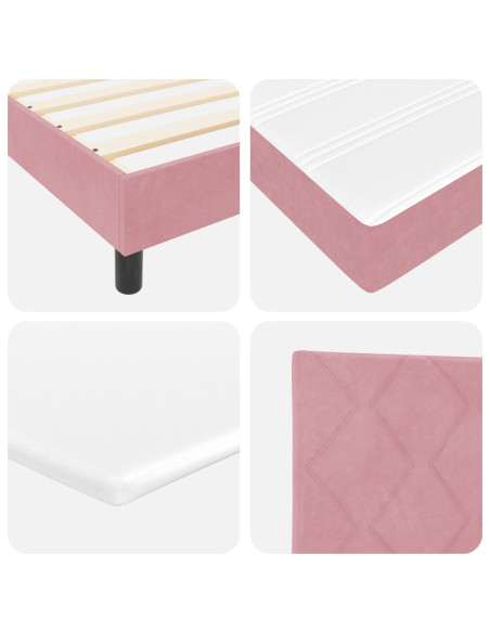 letto box spring  con materasso rosa 90x200 cm in velluto