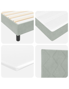 Letto a molle con materasso Grigio chiaro 100 x 200 cm Velluto