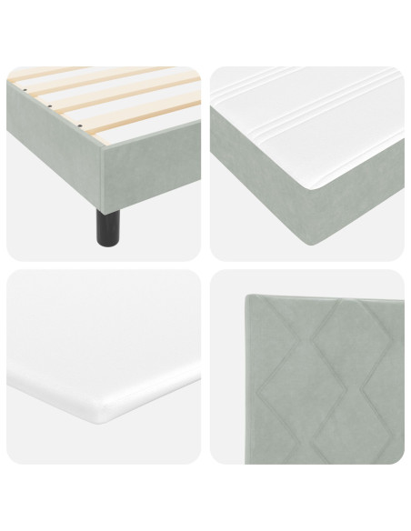 Letto a molle con materasso Grigio chiaro 100 x 200 cm Velluto