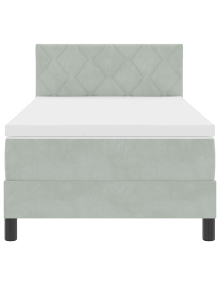 Letto Box Spring  con Materasso Grigio Chiaro 100x200 cm Velluto