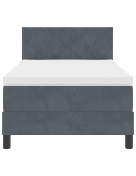 Letto Box Spring con Materasso Grigio Scuro 100x200 cm in Velluto