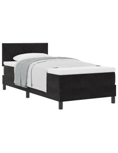 Letto a molle con materasso Nero 100 x 200 cm Velluto 2