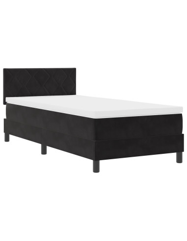 Letto a molle con materasso Nero 100 x 200 cm Velluto