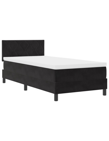 Letto a molle con materasso Nero 100 x 200 cm Velluto