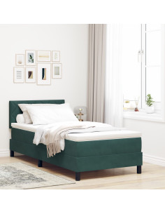 Letto a molle con materasso Verde Scuro 100 x 200 cm Velluto 2