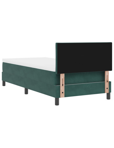 Letto a molle con materasso Verde Scuro 100 x 200 cm Velluto