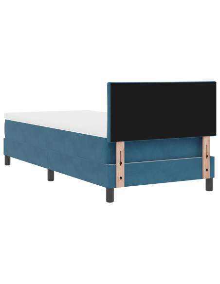 Letto con rete a doghe e materasso Blu Scuro 100x200 cm in Velluto