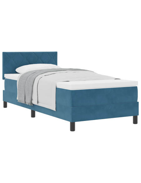 Letto con rete a doghe e materasso Blu Scuro 100x200 cm in Velluto