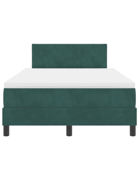 Letto Box Spring con Materasso Verde Scuro Piccolo Doppio Velluto