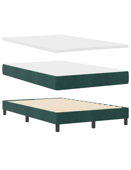 Letto Box Spring con Materasso Verde Scuro Piccolo Doppio Velluto