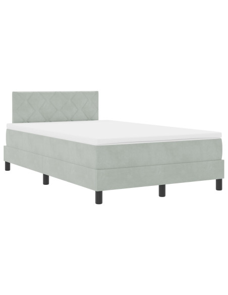 Letto con Box Spring e Materasso  Grigio Chiaro 120x200 cm Velluto