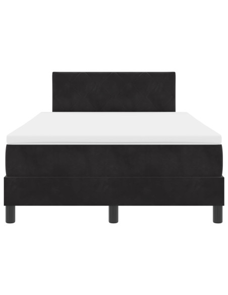 Letto con rete a molle e materasso  Nero 120x200 cm Velluto