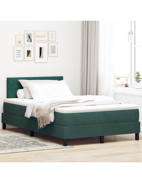 Letto Box Spring con Materasso Verde Scuro 120x200 cm in Velluto