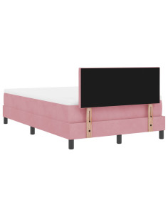 Letto a molle con materasso Rosa 120 x 200 cm Velluto 2