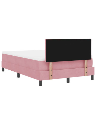 Letto a molle con materasso Rosa 120 x 200 cm Velluto