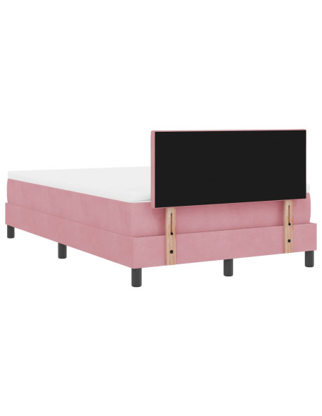 Letto a molle con materasso Rosa 120 x 200 cm Velluto